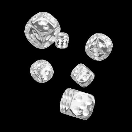 OAKIE DOAKIE DICE: D6 16MM TRANSLUCENT - CLEAR (12CT)