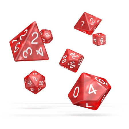 OAKIE DOAKIE DICE: POLYHEDRAL RPG SET MARBLE - RED (7CT)