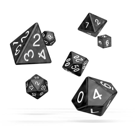 OAKIE DOAKIE DICE: POLYHEDRAL RPG SET MARBLE - BLACK (7CT)