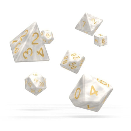 OAKIE DOAKIE DICE: POLYHEDRAL RPG SET MARBLE - WHITE (7CT)
