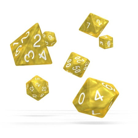OAKIE DOAKIE DICE: POLYHEDRAL RPG SET MARBLE - YELLOW (7CT)