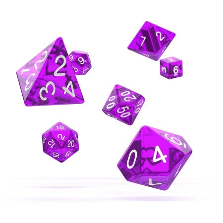 OAKIE DOAKIE DICE: POLYHEDRAL RPG SET TRANSLUCENT - PURPLE (7CT)
