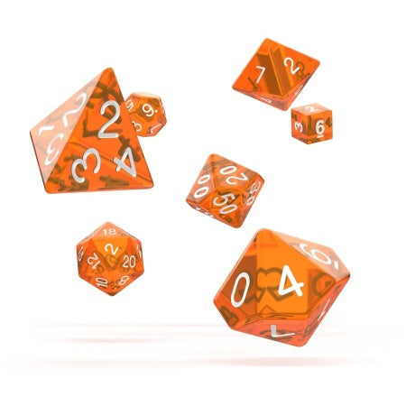 OAKIE DOAKIE DICE: POLYHEDRAL RPG SET TRANSLUCENT - ORANGE (7CT)