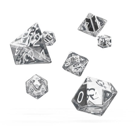 OAKIE DOAKIE DICE: POLYHEDRAL RPG SET TRANSLUCENT - CLEAR (7CT)