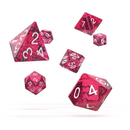 OAKIE DOAKIE DICE: POLYHEDRAL RPG SET SPECKLED - PINK (7CT)