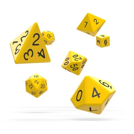 OAKIE DOAKIE DICE: POLYHEDRAL RPG SET SOLID - YELLOW (7CT)