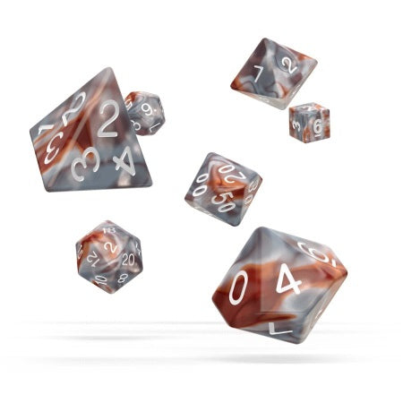 OAKIE DOAKIE DICE: POLYHEDRAL RPG SET GEMIDICE - SILVER-RUST (7CT)