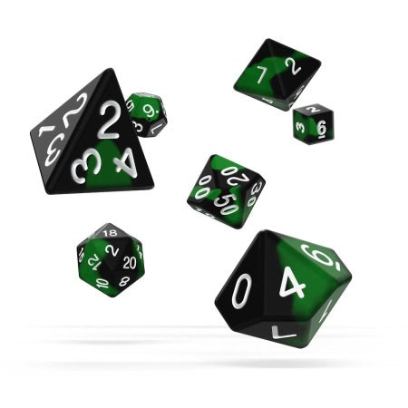 OAKIE DOAKIE DICE: POLYHEDRAL RPG SET GLOW IN THE DARK - BIOHAZARD (7CT)