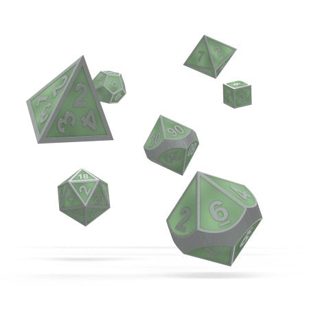 OAKIE DOAKIE DICE: POLYHEDRAL RPG SET METAL GLOW IN THE DARK - DRUID'S BLAZE (7CT)