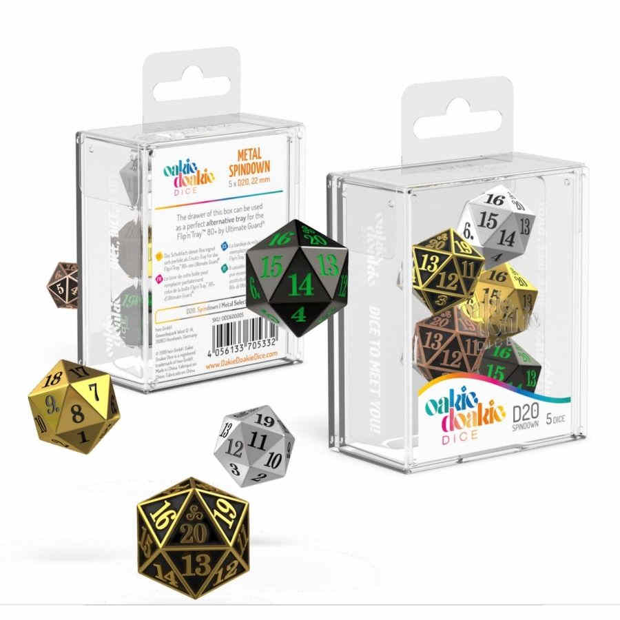 Oakie Doakie Dice D20 Spindown Dice Metal 22mm