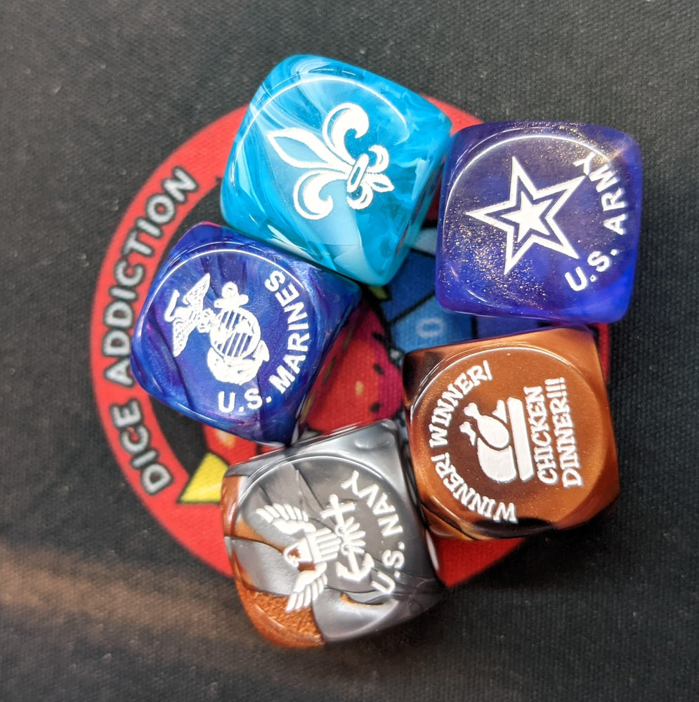 Custom Engraved 16mm D6 Dice Assorted