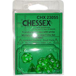 GREEN / WHITE 7 DIE SET MINI TRANSLUCENT
