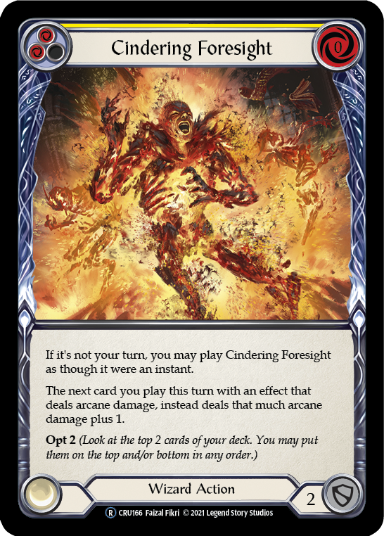 Cindering Foresight (Yellow) (Rainbow Foil) [U-CRU166-RF] Unlimited Rainbow Foil