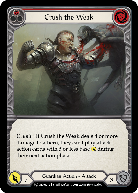 Crush the Weak (Red) (Rainbow Foil) [U-CRU032-RF] Unlimited Rainbow Foil