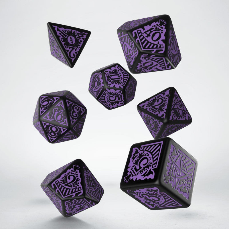 Dice Set: COC Horror on the Orient Express Black & purple Dice Set (7)