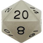 35mm Mega Acrylic D20 White with black numbers