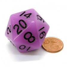 35mm Mega Acrylic D20 Purple with Black numbers