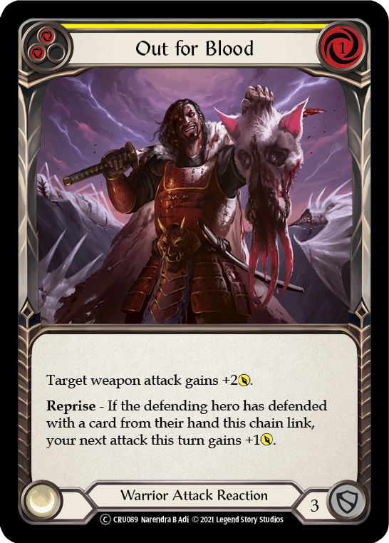 Out for Blood (Yellow) (Rainbow Foil) [U-CRU089-RF] Unlimited Rainbow Foil