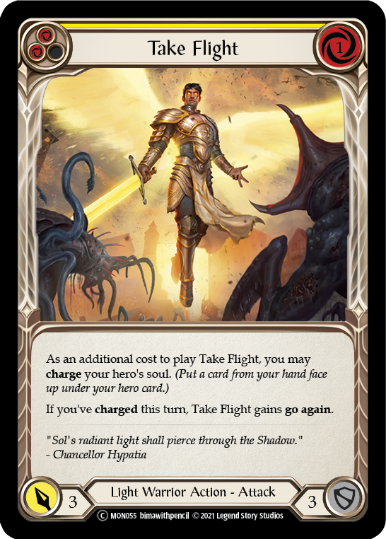 Take Flight (Yellow) (Rainbow Foil) [U-MON055-RF] Unlimited Rainbow Foil