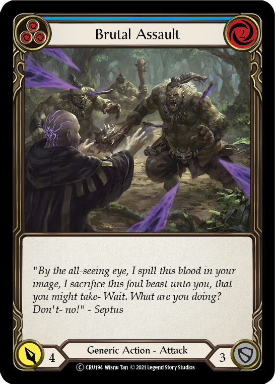 Brutal Assault (Blue) (Rainbow Foil) [U-CRU194-RF] Unlimited Rainbow Foil