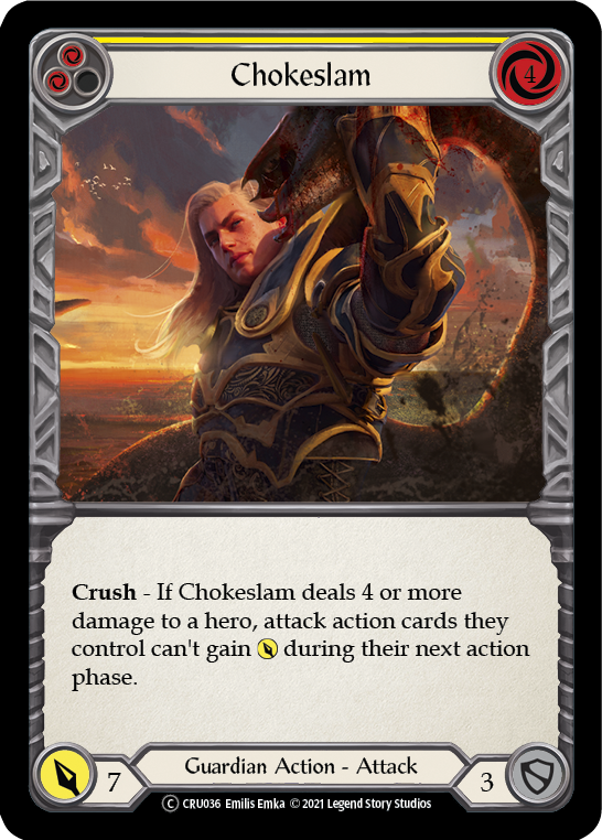 Chokeslam (Yellow) (Rainbow Foil) [U-CRU036-RF] Unlimited Rainbow Foil