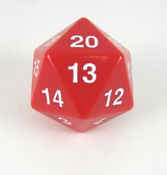 55mm Jumbo d20 Opaque Red w/white countdown die