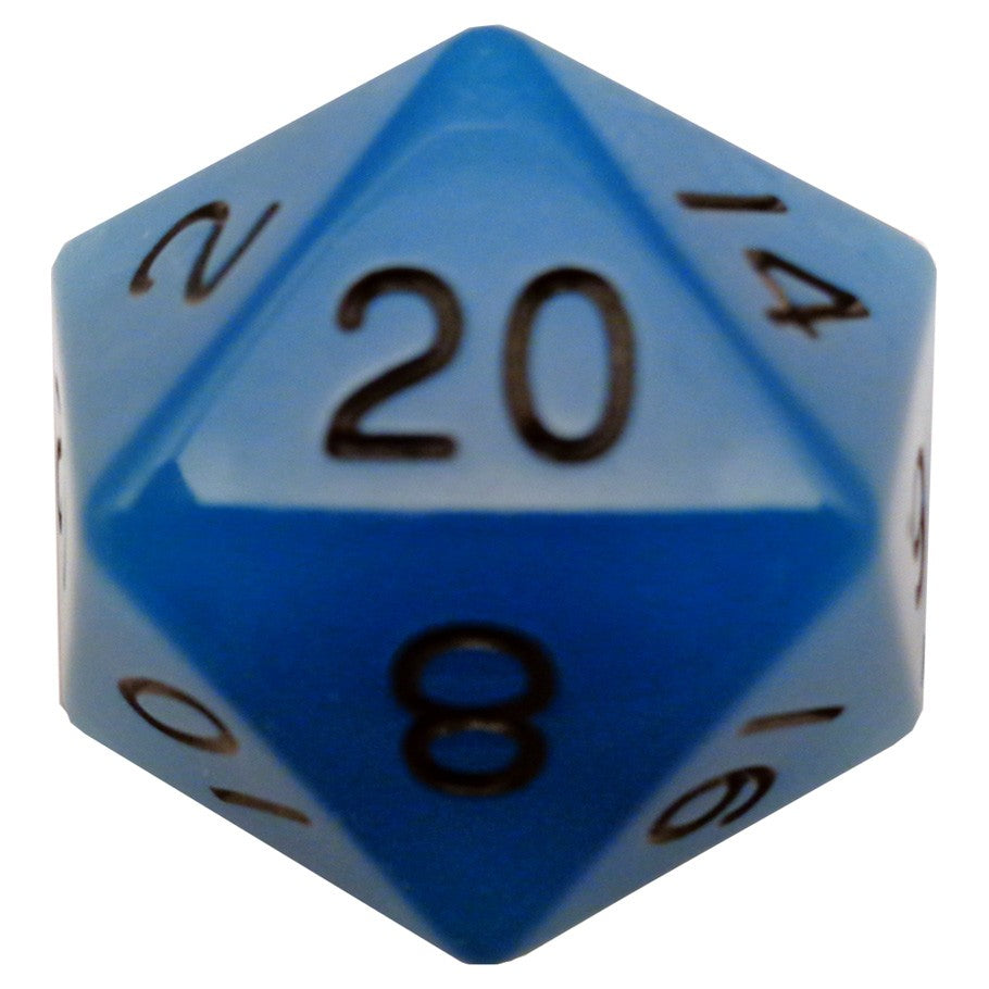 35mm Mega Acrylic D20 Blue with Black numbers