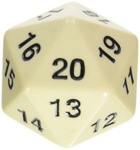 55mm Jumbo d20 Opaque Ivory w/black Countdown die