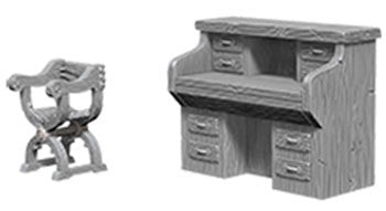 WizKids Deep CutsTM Unpainted Miniatures: Desk & Chair